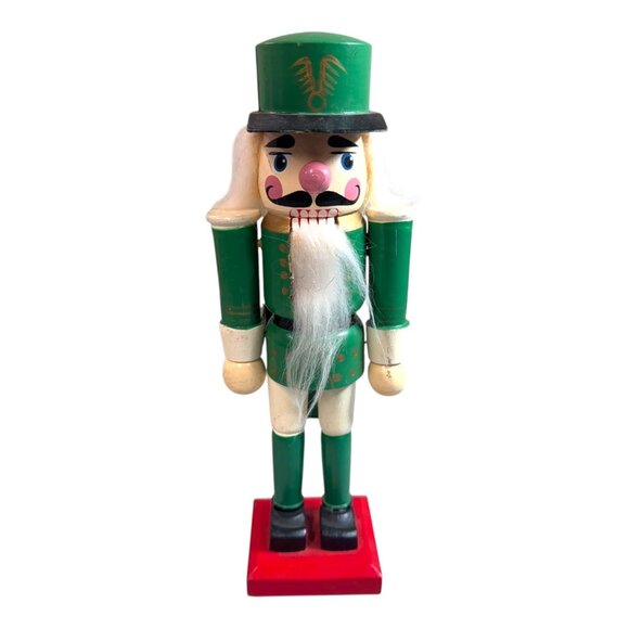 Guard Nutcracker Christmas Decor Festive Soldier Green Gold Detail Holiday 9" - Picture 1 of 9